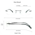 thumbnail image 3 of VisionGlobal Pure Titanium Frame for men/women Blue Light Blocking,Hand-set Diamond Fashion Glasses (Grey Clear, +3.50 Magnification), 3 of 5