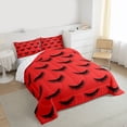 thumbnail image 3 of Castle Fairy Elegant Glitter Eyelash Bedding Comforter Set 2pcs for Teens Girls,Bling Makeup Twin Comforter Sets Microfiber,Black Red Breathable Bedding Set,Breathable Home Decor,Reversible, 3 of 8