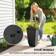 thumbnail image 6 of Outsunny 22.8 Inch Outdoor Planters, Set of 3 Plastic Flower Pots with Stone Finish and Wheels, Stackable Tapered Planters with Drainage Hole, Black, 6 of 9