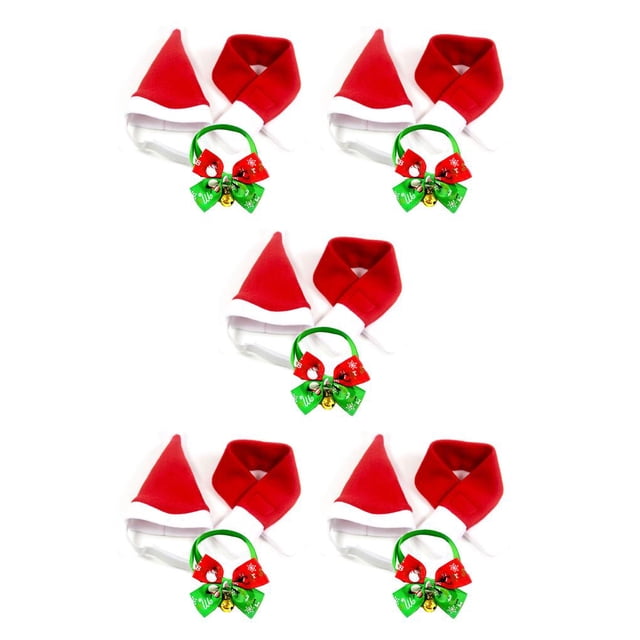 Greeniant Gorro de Papá Noel, campana, bufanda, conjunto, mascota, disfraz de Navidad, festivo, Adorable gatito, accesorio, estilo de invierno, hogar, Type2 NO2 Greeniant CBP269803