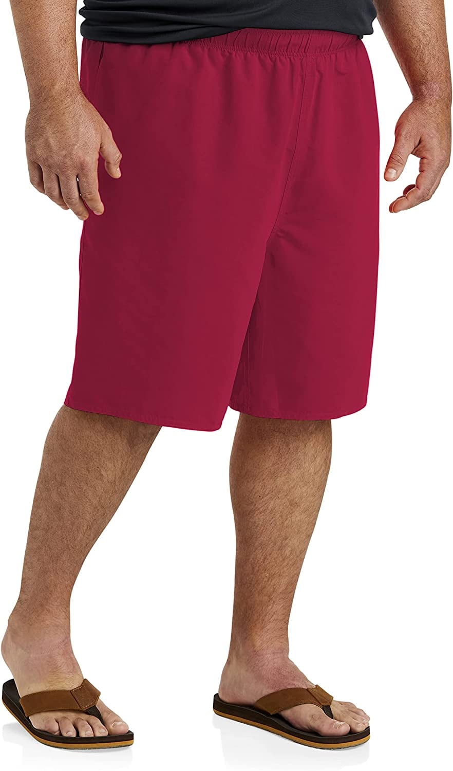 Big and Tall Essentials by DXL Men's QuickDry Swim Trunks, Red, 2XLT