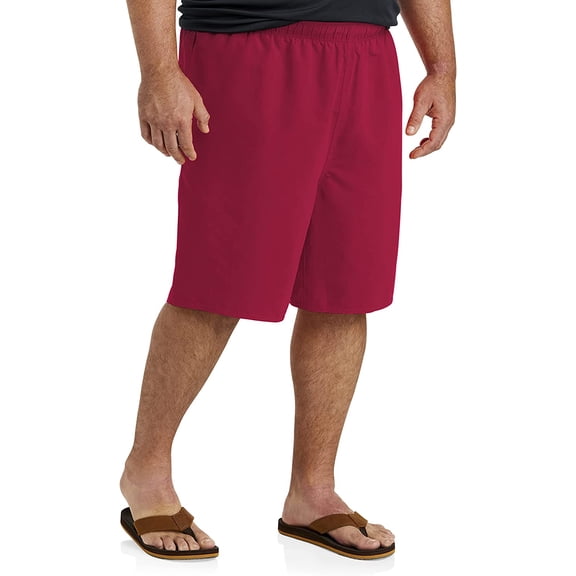 Big and Tall Essentials by DXL Men's Quick-Dry Swim Trunks, Red, 2XLT