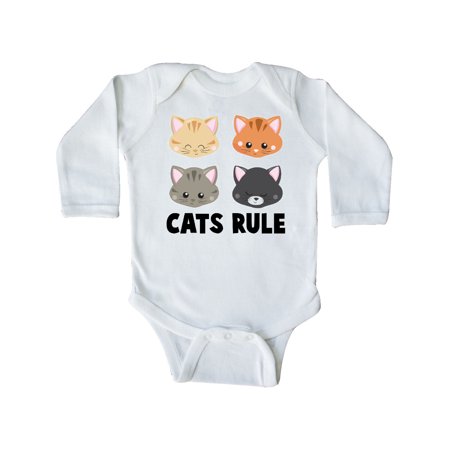 

Inktastic Cats Rule with Cat Heads Gift Baby Boy or Baby Girl Long Sleeve Bodysuit