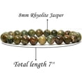 thumbnail image 2 of Natural Rhyolite Jasper Gemstone 8mm Round Beads Stretch Bracelet 7" Unisex, 2 of 5