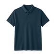 thumbnail image 4 of Men's Business Casual Polo Shirt, Waffle Knit Short Sleeve Breathable Top for office & Summer Size M-4XL Navy, 4 of 8