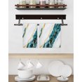 thumbnail image 3 of Marble Turquoise Kitchen Dish Towels for Drying Dishes Set of 2, Gold Foil Ceramic Style Crack Scratch Waffle Weave Microfiber Hand Tea Bathroom Towels Quick Dry & Absorbent Towel 15.7x23.6, 3 of 7