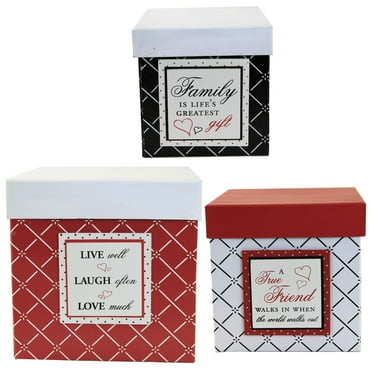 Home Decor Red White & Black Nesting Boxes Paper Decorative Storage 12120A