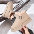 thumbnail image 6 of Hinvhai Winter Boots for Women: Ankle Snow Booties with Fluffy Trim and Buckle Decor Warm Slip On Comfort Shoes Khaki 7(39), 6 of 9