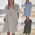 thumbnail image 1 of Gspmoly Robe pour Femmes, Robe Chemise Unie Ample en Coton à Manches Courtes Décontractée d'Été pour Femmes, Robes de Soirée pour Femmes Cadeaux de Vacances, 1 of 8