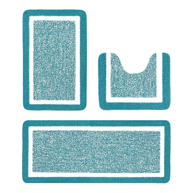Alfombras de baño, alfombra de baño de microfibra absorbente con alfombrilla de inodoro en forma de U, alfombra de suelo de terciopelo antideslizante y lavable, alfombra de ducha suave y afelpada