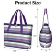 thumbnail image 3 of Women's Large Tote Bag with Zipper - 20L Purple Stripes Travel Beach Weekender Duffle Bag Foldable Teacher Nurse Handbag for Work, Gym Shoulder Bag - Fits 15.6" Laptop, Folds Into Pouch, 3 of 5