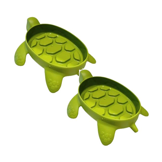 Oleegame 2PC Spoon And Lid Rest Creative Sea Turtle Soap Box Family Simple Washing Table Cartoon Turtle Soap Box Green