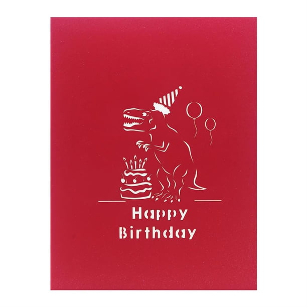 Tarjeta De Cumpleaños De Dinosaurio De 2 Uds., Mano De Obra Fina, Tarjeta Emergente 3D, Diseño Plegable, Tarjetas De Felicitación Creativas Hechas A Mano Para Niños, Mujeres Y Hombres Noticed EL012011-00