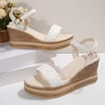 thumbnail image 6 of Dakaela Espadrille Wedge Sandals for Women Braided One Band Open Toe Summer Dressy Platform Sandal with Ankle Strap 2.95 Inch White Size 6.5, 6 of 9