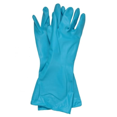 WALFRONT 1 Pair Pipe Cleaning Gloves Waterproof Household Kitchen Dish Clothes Washing Homework Rubber Gloves Blue