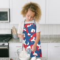thumbnail image 4 of Red Blue Camo Bold Shapes Pattern Kids Aprons for Girls and Boys,Adjustable Neck Strap Toddler Aprons for Kids Cooking Baking, 4 of 6
