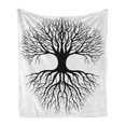 thumbnail image 1 of Tree of Life Soft Flannel Fleece Blanket, Plant Silhouette Roots and Branches Reflection Shadow Monochrome Illustration, Cozy Plush for Indoor and Outdoor Use, 60" x 80", Black White, by Ambesonne, 1 of 6