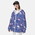 thumbnail image 4 of Pofeuu Flamingo Print Sun Protection Outdoor Lightweight Full Zip UV Cooling Hoodie Long Sleeve Summer Clothing for Outdoor Hiking-Small, 4 of 5