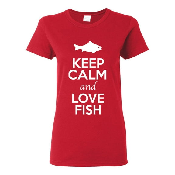Ladies Keep Calm And Love Fish Sea Animal Lover T-Shirt Tee