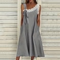 thumbnail image 2 of Fewfanhot Maxi Dresses for Women Linen Summer Sleeveless Swing V Neck A Line Beach Midi Dress, 2 of 7