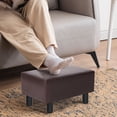 thumbnail image 2 of Adeco  Footstool Ottoman Faux Leather Foot Rest Stool Brown Faux Leather Faux Leather, 2 of 8