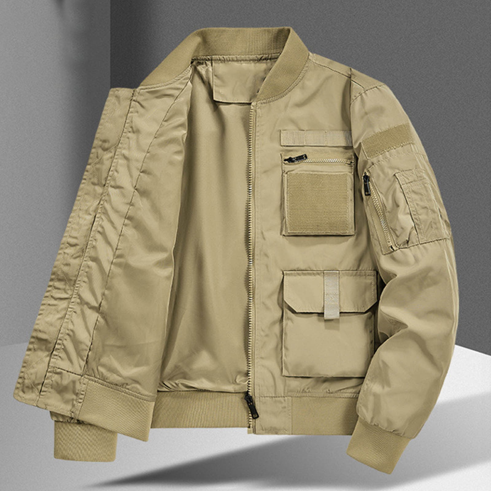 JXMVOJ Men's Military Casual Field Jacket Solid Color Pockets