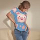 thumbnail image 3 of Balery Cute Pig Flowers Body de cuello redondo de manga corta para mujer Tops de manga corta Tops básicos-Small, 3 of 7