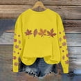 thumbnail image 2 of FRSASU Fall Sweatshirts for Women Embroidered Tops Leaf print Crewneck Sweatshirt Casual Long Sleeve Pullover Yellow, 2 of 5