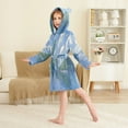 thumbnail image 4 of FORMRS Niños Bathrobe Unisex Hooded Robe Soft Plush Pajamas Sleepwear, Size 10-12T, Blue Sky and River, 4 of 7