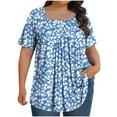 thumbnail image 1 of Fiudx Ofertas Relámpago Top Holgado de Manga Corta Plisado con Cuello Extragrande Estampado para Mujer L-5Xl, 1 of 4