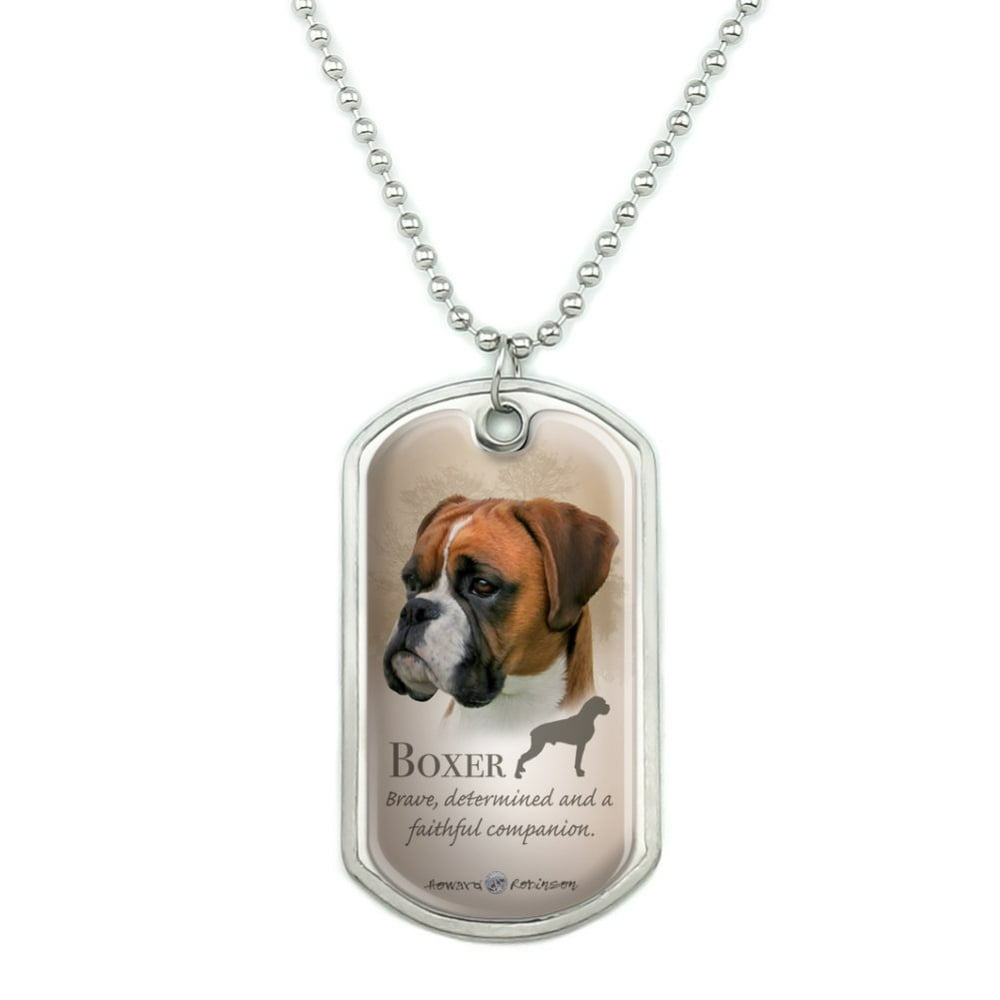 Graphics and More Boxer Dog Breed Military Dog Tag Pendant Necklace