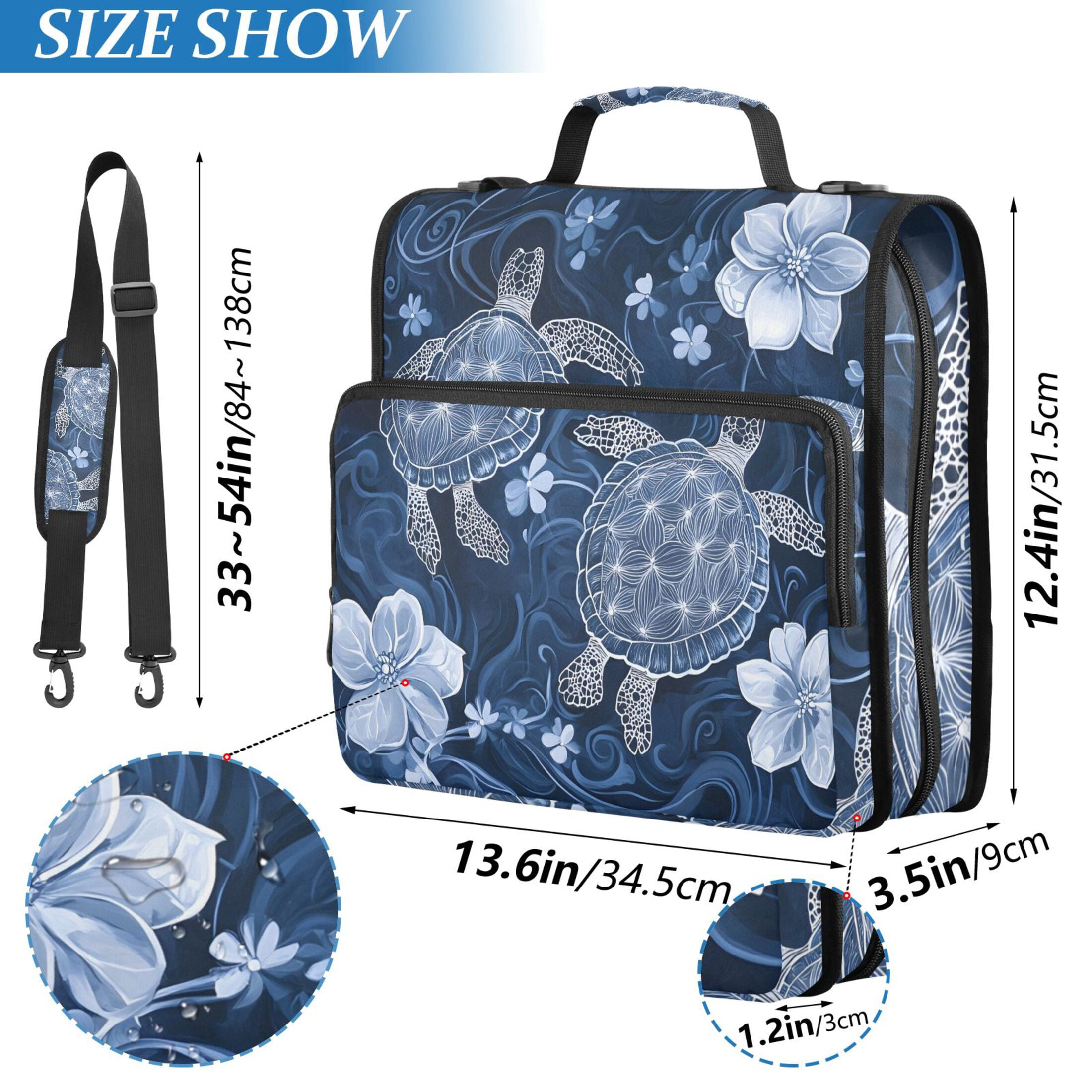 ALAZA Zipper Binder Turtle Flowers-b1 3 Ring Trapper Keeper File Folder Organizer Bag