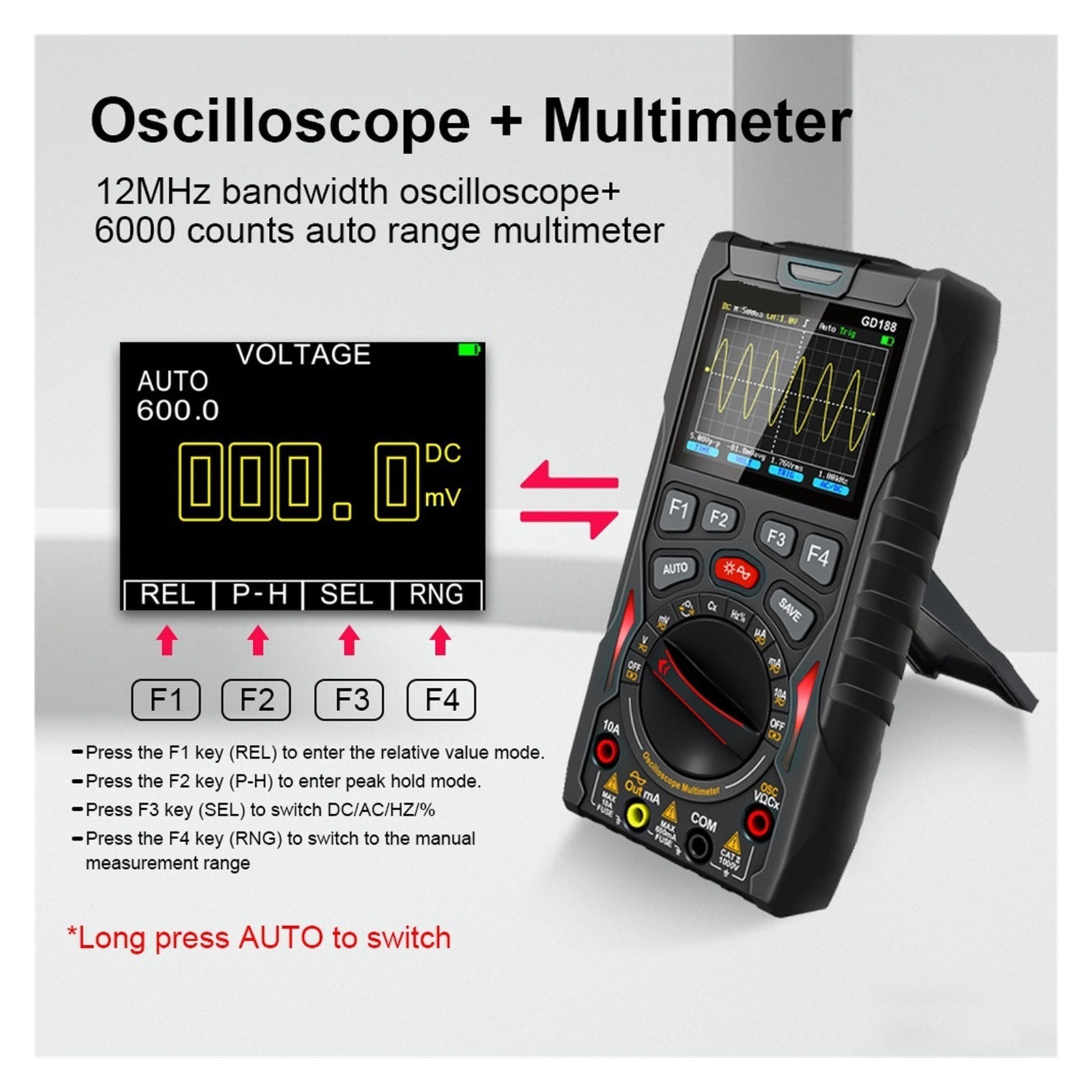 DIgital Oscilloscope Multimeter Electrician Tester Ammeter Voltmeter Current Capacitance Ohm Meter True RMS Multimetro ,Professional Designed