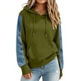 thumbnail image 4 of Perfectbot Women's Drawstring Hoodie, Relaxed Patchwork Sleeve Pullover Sweatshirt with Kangaroo Pocket, 4 of 7