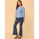 thumbnail image 2 of Blusa informal de manga larga con cuello cuadrado y pliegues en la parte delantera para mujer Gris azulado S, 2 of 6