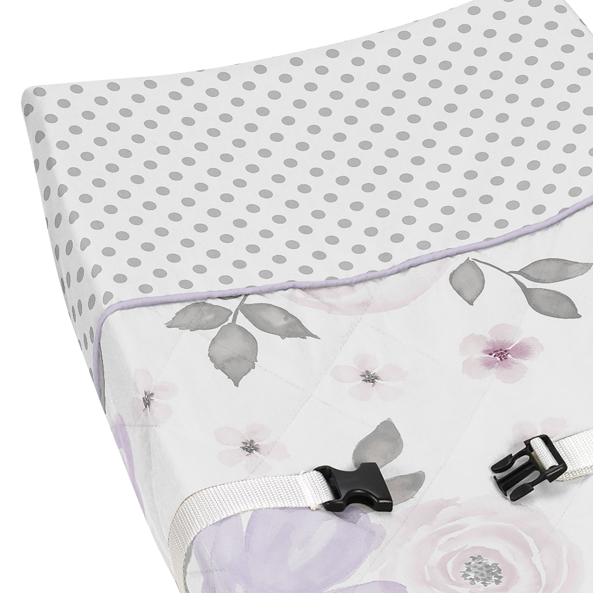 Sweet Jojo Designs Watercolor Floral Purple Pink and Grey Changing Pad Cover