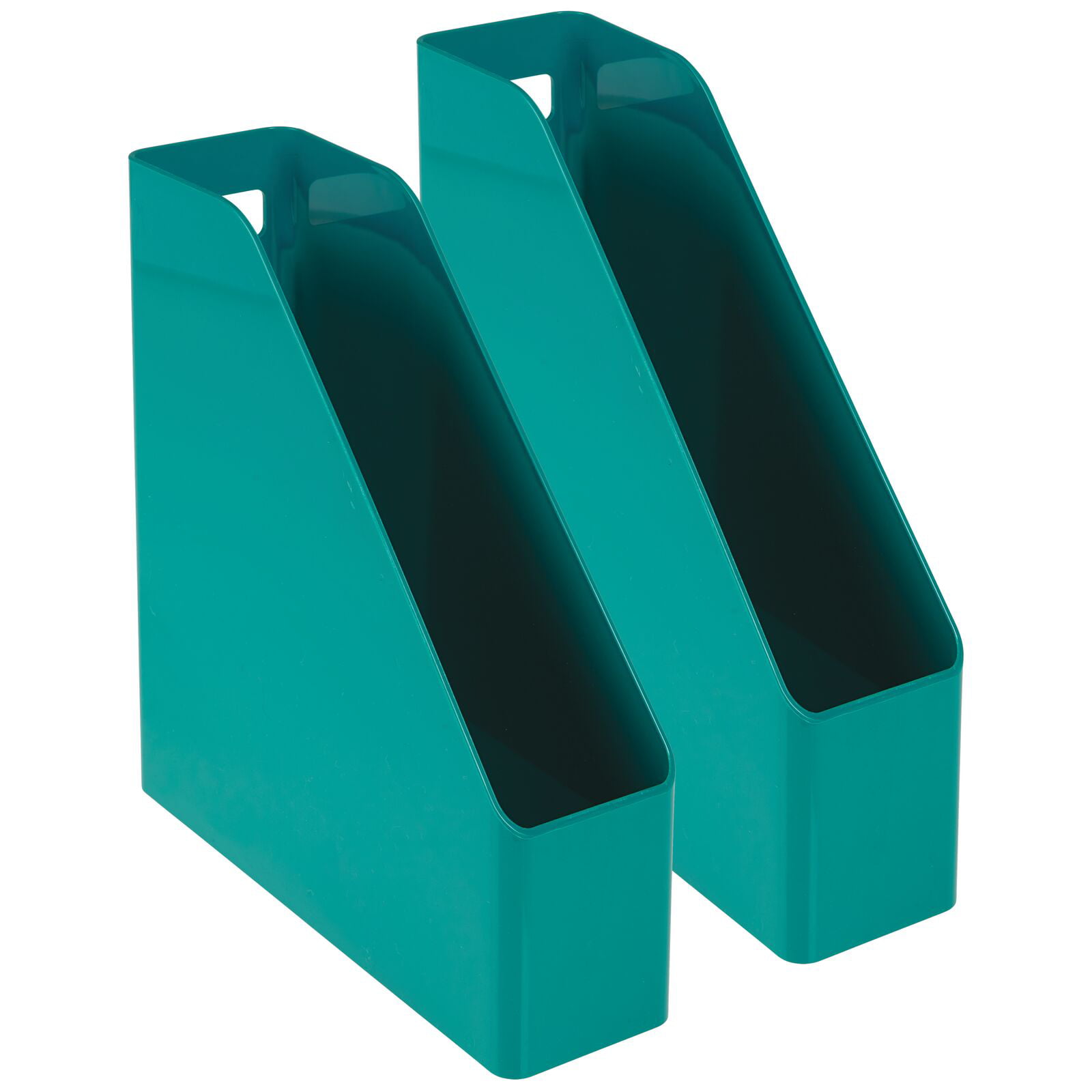 Vertical with Handle Teal Blue Magazines Container for Home Office and Work Desktops 8 Pack mDesign Plastic File Folder Bin Storage Organizer Envelopes Binders Holds Notebooks 