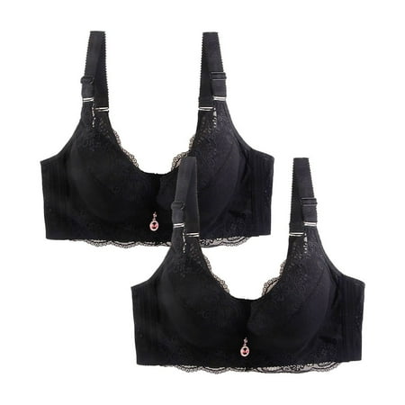 HCURIBAD Clearance! Bras for Women  Pack of 2 Sports Bra Women s Breathable Plus Size Lace Bra Womens Bras Sexy Push up Bra  Wireless Bras for Women  Bra Pack 2Pcs Underwear Black 4XL