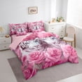 thumbnail image 3 of Castle Fairy Tiger Wildlife Bedding Comforter Set 7-Piece for Female Men Women,Pink Rose Flower King Bedding Sets,Woodland Animal Ultra Soft Bed Sheets,Ultra Soft Home Decor,Reversible, 3 of 8