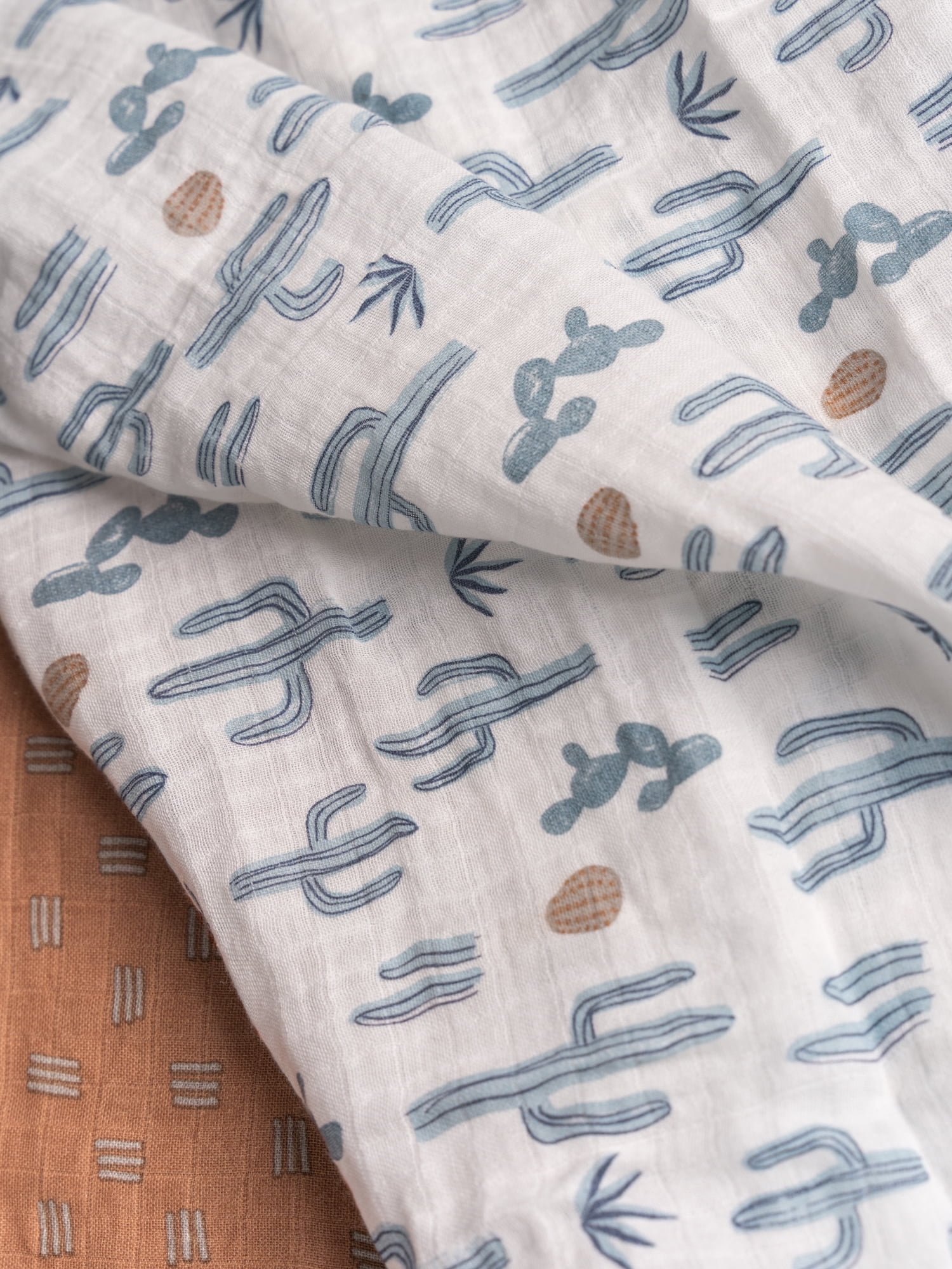 Modern Moments by Gerber Gender Neutral Ultra Soft Swaddle Blankets, 2-Pack, Cactus and Clay