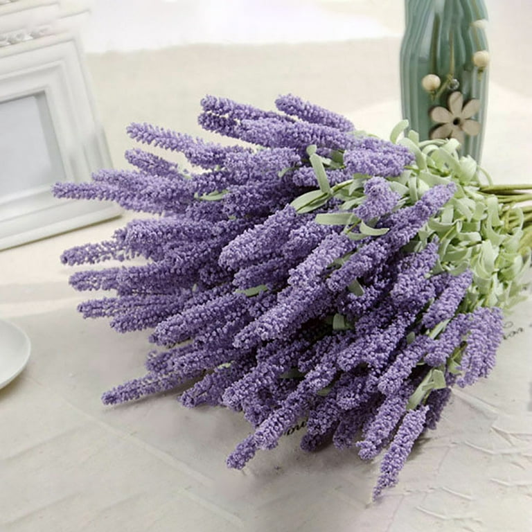 D-GROEE Artificial Flowers Fake Lavender Flowers, Silk Lavender Plant Stems  Bouquet for Indoor Lavender Decor Home Office, Outdoor Decoration Wedding