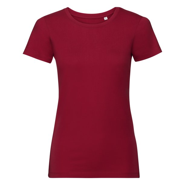 Russell - Camiseta de algodón orgánico auténtico para mujer señora (Rojo Clásico)