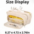 thumbnail image 4 of Big Capacity Pencil Case, 3 Compartments Simple Storage Aesthetic Pencil Case, 4 of 5