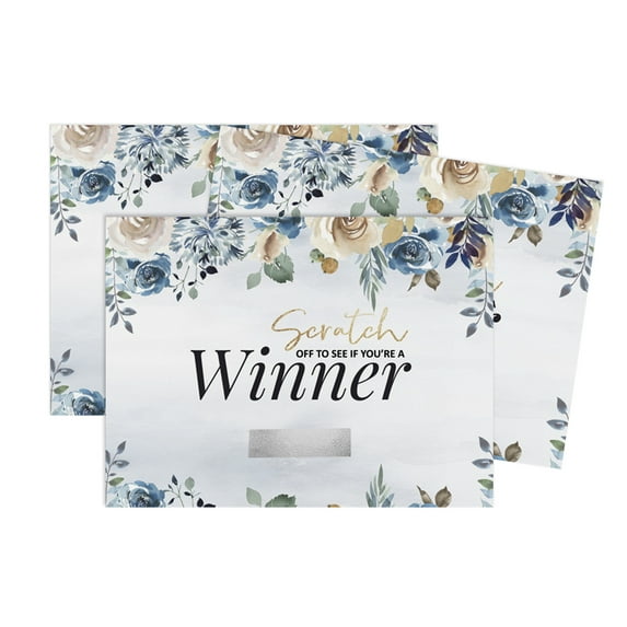 Inkdotpot Girl Baby Shower Scratch Cards, Pack Of 30, Floral Theme Scratch Off Cards For Baby Shower Games