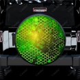 thumbnail image 1 of Abstract Green Hexagon Polyester Universal Spare Wheel Tire Cover Custom Tire-Covers for Trailer RV SUV Truck Camper, 1 of 5