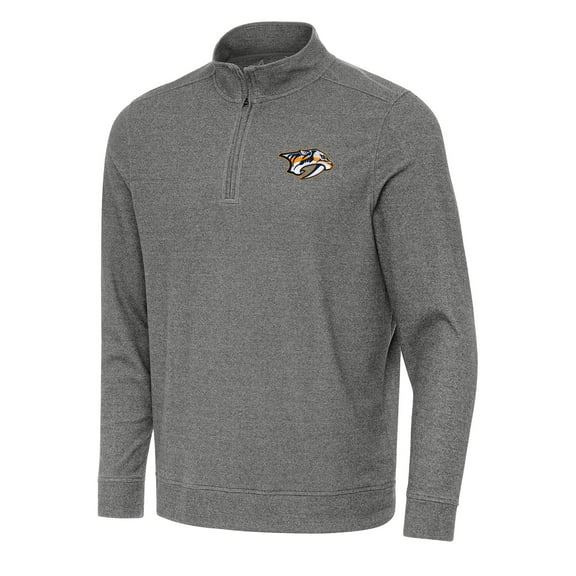 Men's Antigua Heather Black Nashville Predators Subtle Quarter-Zip Sweatshirt