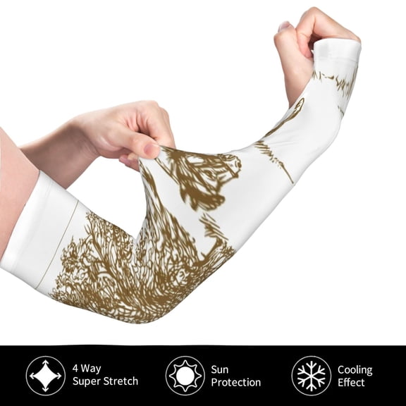 Gukieu Horse Rider In Field for Adult Ice Silk Sun Protection Arm Sleeves, Moisture Wicking, UV Protection Outdoor Sports Arm Sleeves, Unisex
