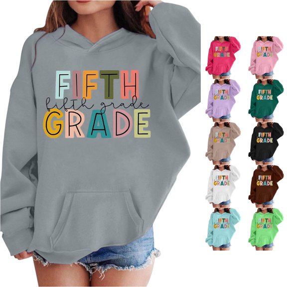 Kids Cartoon Print Hoodie Long Sleeve Pocket Fleece Pullover For Boys Girls