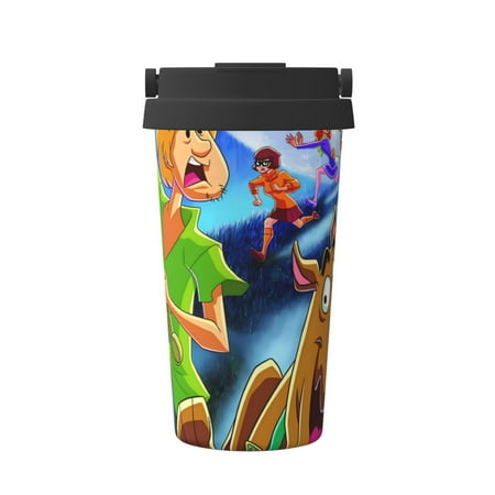

Luyuia Scooby-Doo Print Travel Coffee Mug Leak-Proof Insulated Coffee Cup with Lid Reusable Thermos for On-the-Go No Handle