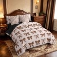 thumbnail image 2 of Manfei Brown Bowtie 7-Piece Twin Bedding,Fashion Bowknot Bedding Comforter Set,Black Reversible, 2 of 7